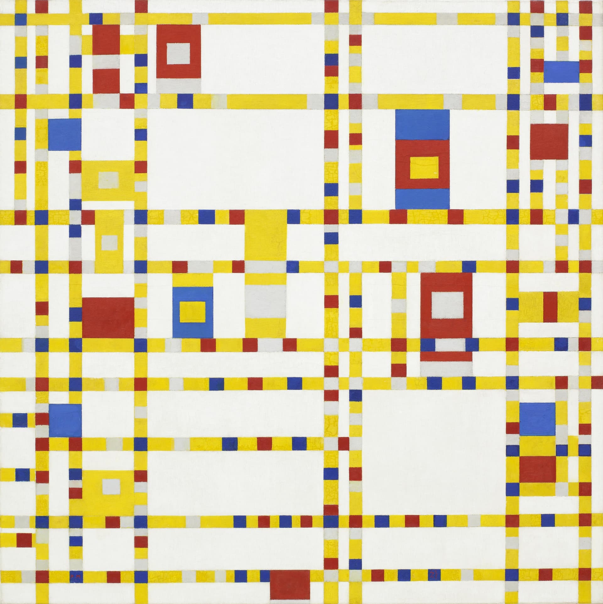 "Broadway Boogie Woogie" (1942-43) by Piet Mondrian